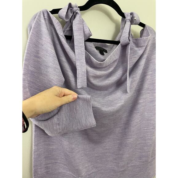 J. Crew Lavender 100% Merino Wool Natural Fiber Tie Shoulder Boxy Sweater L - Picture 12 of 14
